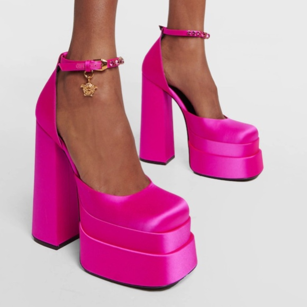 Versace Medusa Head charm platform sandals